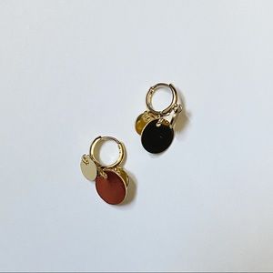 Gold Circle Dangle Huggie Earrings